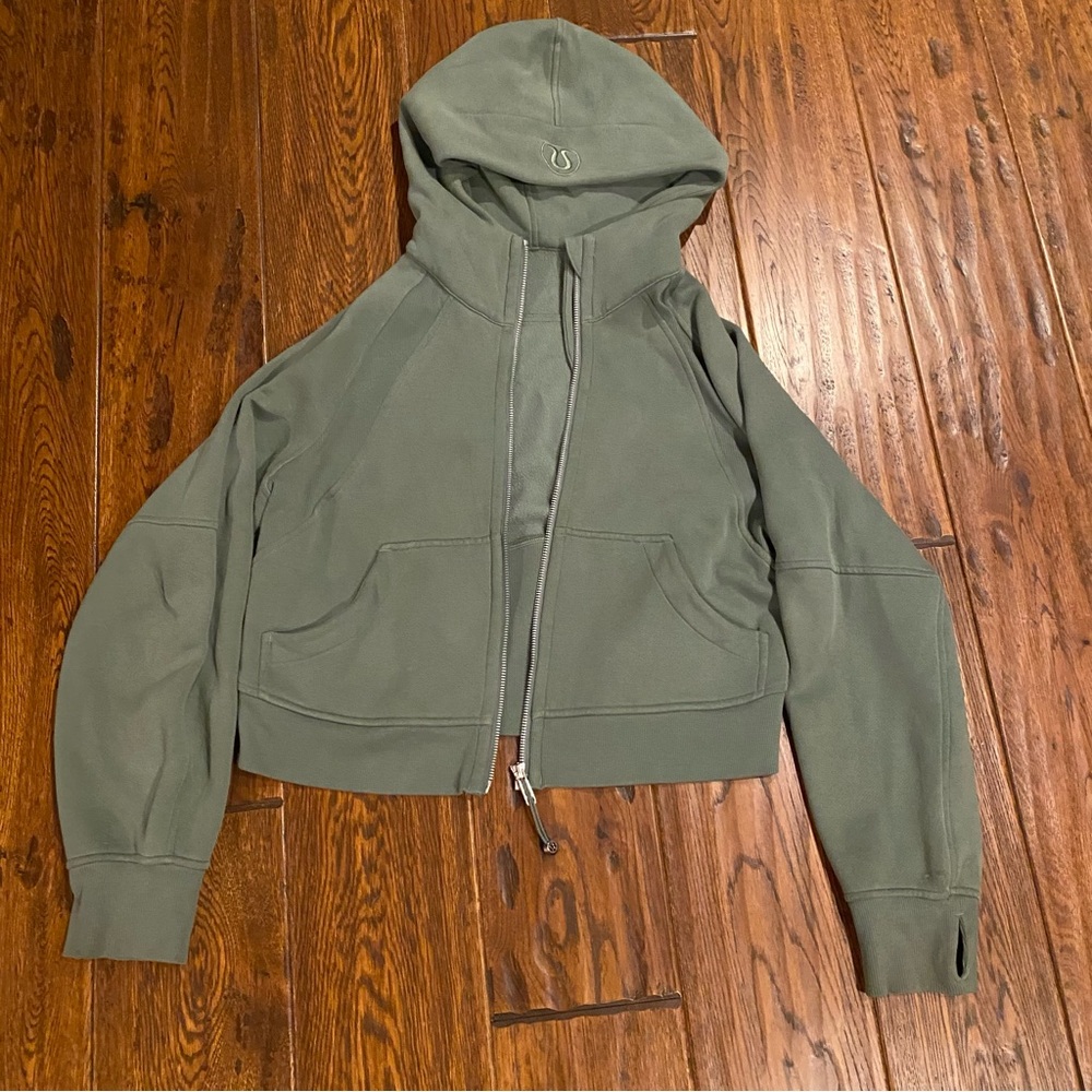 Lululemon Green Scuba Oversized Full Zip Up Cropped XS/S